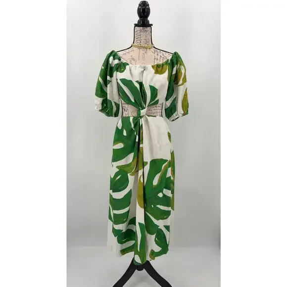 knee length dresses for ladies Farm Rio Women's Cut-Out Organic Cotton Midi Dress  Saint Bernard